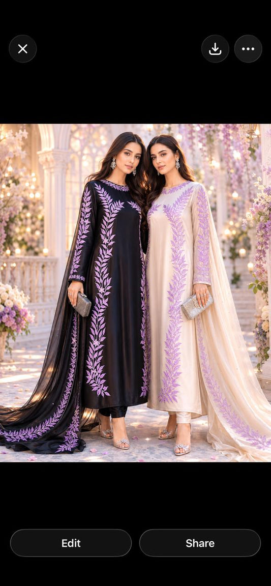 Muhammad collectionn three pc silk fully lined
